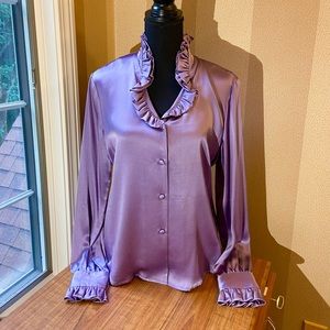 NWT Austin Reed Silk Blouse, Size 8, Dusty Plum